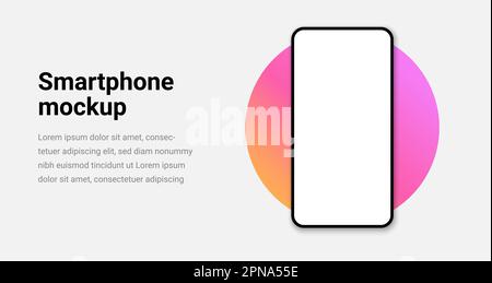 Modello di dispositivo con schermo vettoriale isolato 3D. Cellulare app mock up realistico telefono sfondo design banner Illustrazione Vettoriale