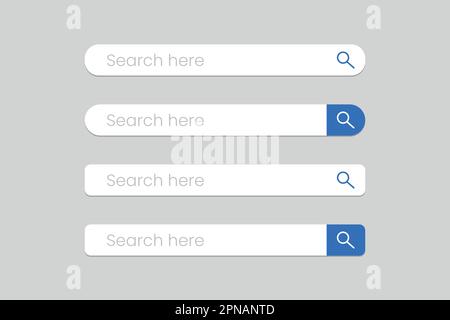 Set di caselle della barra di ricerca modelli di ricerca dell'interfaccia utente per i siti Web Illustrazione Vettoriale
