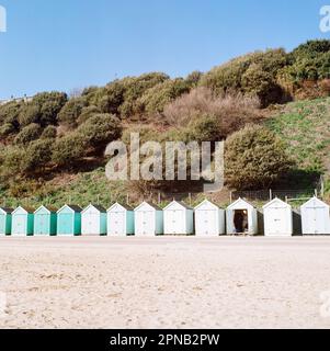 Beach Huts, Bournemouth, Dorset, Inghilterra, Regno Unito. Foto Stock
