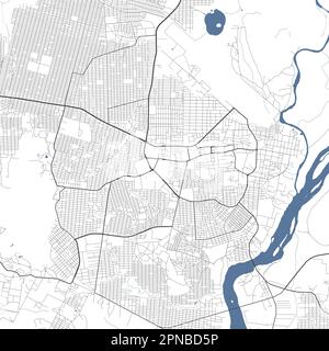 Mappa di Juba, capitale del Sudan del Sud. Mappa amministrativa comunale con fiumi e strade, parchi e ferrovie. Illustrazione vettoriale. Illustrazione Vettoriale