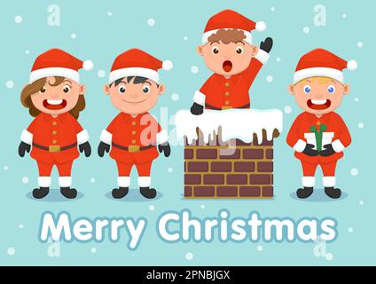 Cute Kids in Babbo Natale set costumi Illustrazione Vettoriale