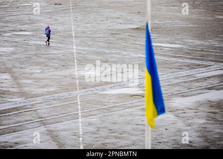 03 aprile 2023, Ucraina, Slawutytsch: Piogge intense hanno causato inondazioni in Ucraina. Foto: Christoph Soeder/dpa/Symbolbild Foto Stock