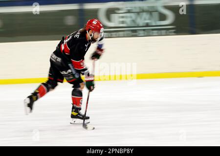 Partita di hockey su ghiaccio. Team HC Mont-Blanc. Giocatore di hockey. Saint-Gervais. Francia. Foto Stock