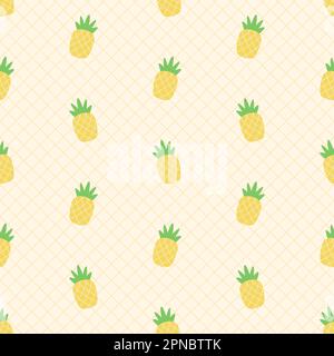 carino motivo continuo di ananas kawaii Illustrazione Vettoriale