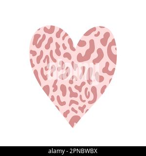 Stampa animale con silhouette leopardo con vettore di cuore selvaggio Illustrazione Vettoriale