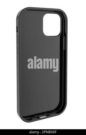 Custodia in plastica nera per telefono cellulare, rendering 3D isolato su sfondo bianco Foto Stock