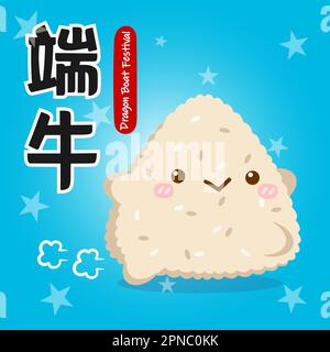 Dragon Boat Festival Cute Rice Dumpling running Illustrazione Vettoriale