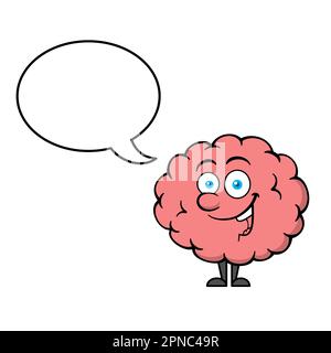 Personaggio dei cartoni animati del cervello con bolla vocale Illustrazione Vettoriale