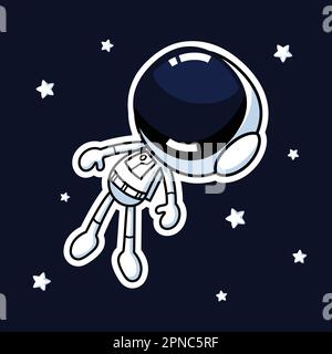 Carino astronauta Cartoon personaggio galleggiante nello spazio. Premium Vector Graphic Asset. Illustrazione Vettoriale