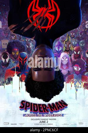 Spider-Man attraverso il poster Spider-Verse Foto Stock