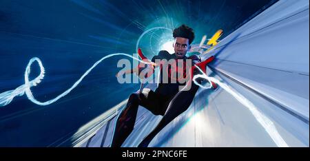 Spider-Man attraverso il Spider-Verse Miles Morales Foto Stock