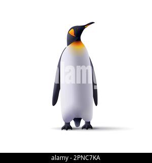 PINGUINS immagine realistica 3D. Fauna artica animali selvatici isolato illustrazione Illustrazione Vettoriale