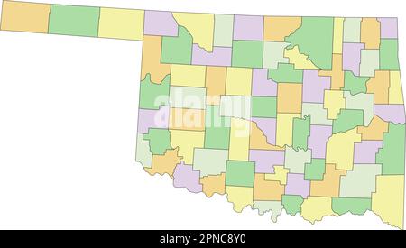 Oklahoma - Mappa politica modificabile molto dettagliata. Illustrazione Vettoriale