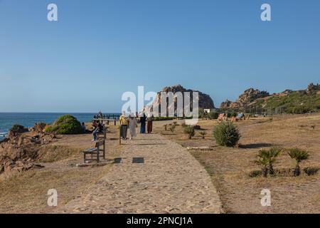 Tangeri, Marocco - 2022: Riserva di Capo Spartel vicino a Tangeri, con un faro molto famoso Foto Stock