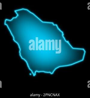 arabia saudita mappa blu bagliore futuristico Foto Stock
