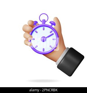 3D contatore cronometro analogico in mano Illustrazione Vettoriale