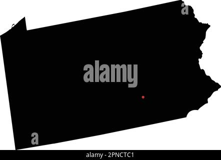 Mappa della Silhouette della Pennsylvania molto dettagliata. Illustrazione Vettoriale