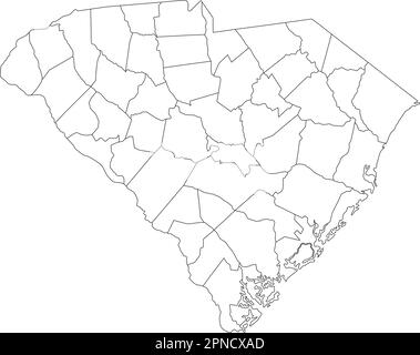 Mappa dei ciechi del South Carolina molto dettagliata. Illustrazione Vettoriale