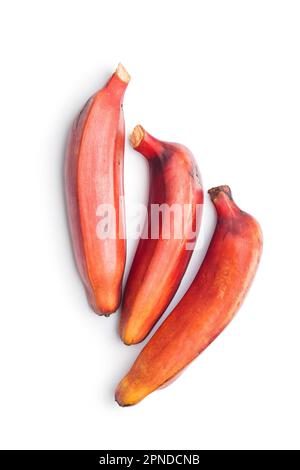 Gustose banane rosse isolate su sfondo bianco. Foto Stock