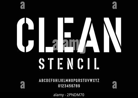 Gli alfabeti stencil condensati visualizzano il vettore dei font Illustrazione Vettoriale