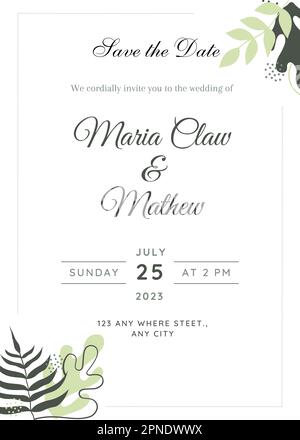 Modello di invito al matrimonio. Scheda invito. Modello di invito al matrimonio. Modello di invito. Matrimonio. Matrimonio Illustrazione Vettoriale