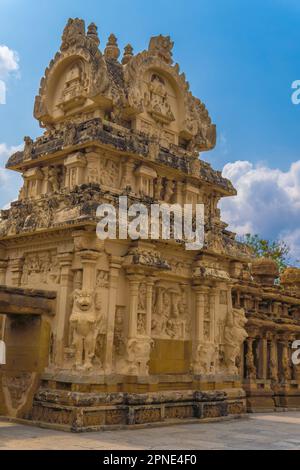 Una delle vedute del mandapam nel tempio di Kailasanathar situato in kanchipuram dedicato al signore shiva Foto Stock