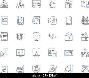 Collezione icone linea architetto. Design, Blueprint, struttura, disegno, piano, Costruzione, vettore di costruzione e illustrazione lineare. Creatività Illustrazione Vettoriale