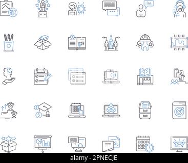 Linea di sviluppo economico collezione icone. Crescita, investimenti, innovazione, imprenditorialità, sostenibilità, Occupazione, vettore delle infrastrutture e. Illustrazione Vettoriale