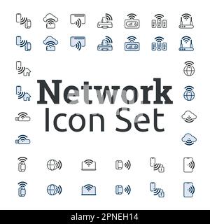 Il networking è semplificato: Icona impostata Illustrazione Vettoriale