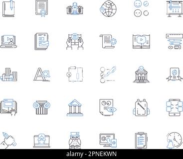 Collezione di icone della linea del campus. Università, Istruzione, Comunità, apprendimento, Cultura, Diversità, vettore delle strutture e illustrazione lineare. Risorse Illustrazione Vettoriale