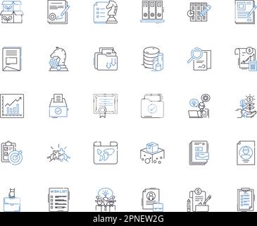 Raccolta di icone della linea del diagramma di flusso del processo. Diagramma, flusso di lavoro, sequenza, flusso, grafico, Mappatura, vettore di sistema e illustrazione lineare. Logica,Mappa Illustrazione Vettoriale