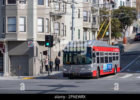 Una foto di un autobus Muni San Francisco. Foto Stock