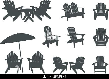 Adirondack sedia silhouette, Adirondack sedia SVG, Sedie silhouette Illustrazione Vettoriale