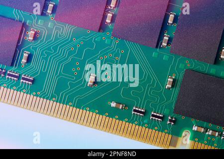 Angolo elevato della scheda di circuito del computer Foto Stock
