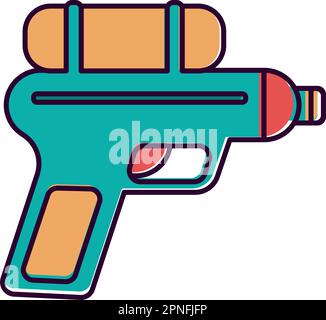 Pistola ad acqua colorata isolato icona giocattolo Vector Illustrazione Vettoriale