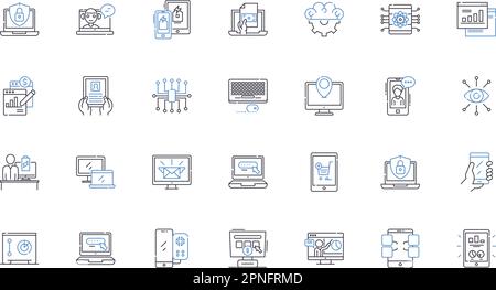 Raccolta di icone delle linee delle utilità. Power, acqua, benzina, energia, fogna, Internet, vettore via cavo e illustrazione lineare. PH, Cestino, Recycling segnali di contorno Illustrazione Vettoriale