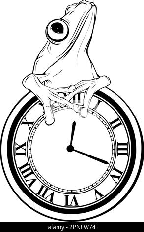 Orologi tascabili retro monocromatici in stile vintage isolati vettoriali Illustrazione Vettoriale