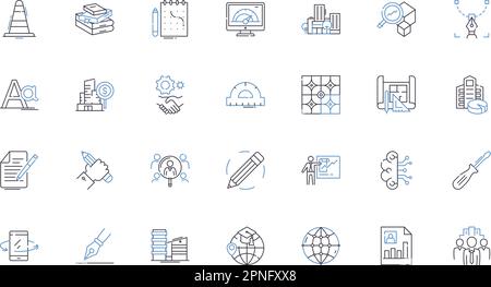 Raccolta di icone della linea di apprendimento per l'istruzione. Curriculum, Valutazione, Pedagogia, Classe, tecnologia, Borsa di studio, vettore di istruzione e lineare Illustrazione Vettoriale