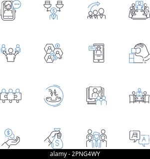 Collezione di icone della linea di alfabetizzazione digitale. Tecnologia, Internet, sicurezza informatica, codifica, informazioni, Comunicazione, vettore dei social media e lineare Illustrazione Vettoriale