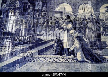 Stazione ferroviaria di Sao Bento, Azulejos, piastrelle murales, Estacao Sao Bento, Porto, Portogallo Foto Stock