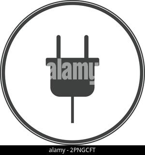icona della presa dell'adattatore elettrico della spina nera su bianco Illustrazione Vettoriale