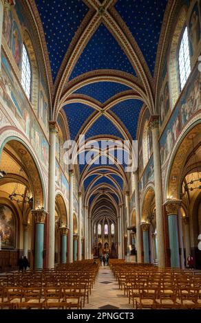 La navata, la Chiesa di Saint-Germain-des-Prés, Parigi, Francia Foto Stock