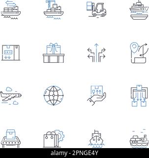 Collezione di icone della linea di trasporto Agile. Efficienza, velocità, innovazione, adattabilità, flessibilità, Manovrabilità, ottimizzazione vettoriale e lineare Illustrazione Vettoriale