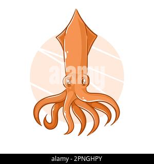 Clipart di fumetti calamari disegnati a mano Illustrazione Vettoriale