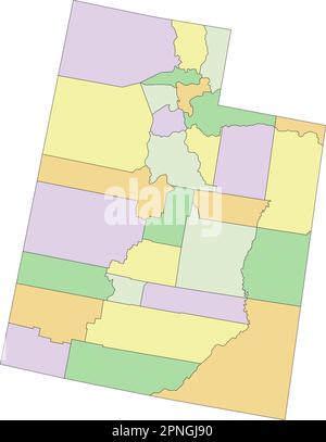 Utah - Mappa politica modificabile molto dettagliata. Illustrazione Vettoriale