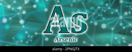 Come simbolo. Arsenico elemento chimico su sfondo verde rete Foto Stock