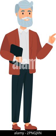 Illustrazione dell'insegnante in stile cartoon a colori. Disegno grafico vettoriale modificabile. Illustrazione Vettoriale