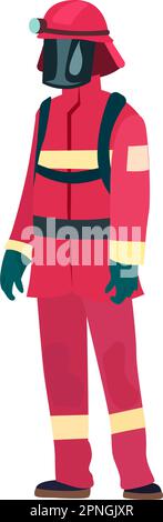 Illustrazione pompiere in stile cartoon a colori. Disegno grafico vettoriale modificabile. Illustrazione Vettoriale