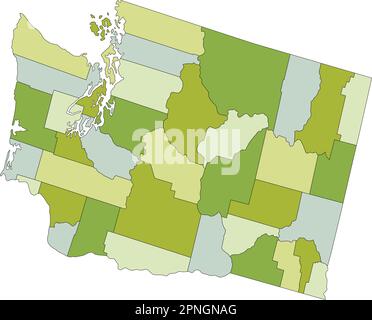 Mappa politica modificabile estremamente dettagliata con livelli separati. Washington. Illustrazione Vettoriale