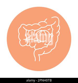 Icona della linea di colore dell'ostruzione intestinale. Malattie umane. Pittogramma per pagina web, app mobile, promo. Illustrazione Vettoriale